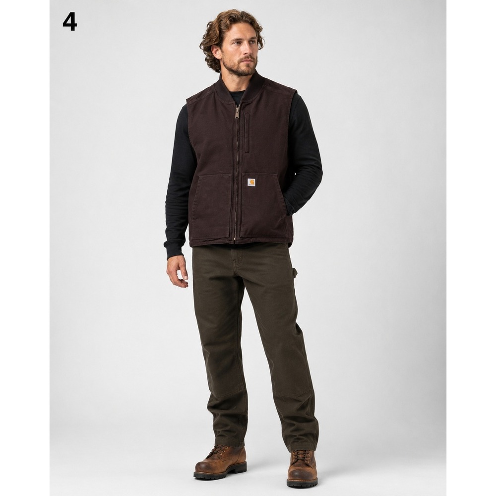 Carhartt Washed Duck Vest Mens 2XL Loose Fit Brown 3M Thinsulate Quilted Lining